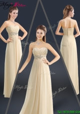 2016 Latest Sweetheart Beading Prom Dresses in Champagne