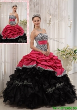 2016 Best Selling Ruffles Sweetheart Quinceanera Gowns in Red and Black