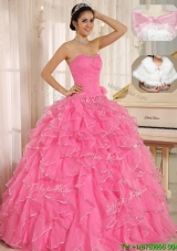 Popular Ruffles and Beading Quinceanera Dresses in Rose Pink