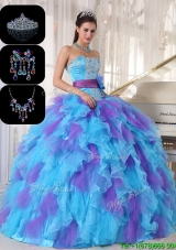 Gorgeous Multi Color Custom MakeSweet 16 Gowns with Beading and Appliques