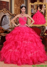 Latest Coral Red Ball Gown Floor Length Custom Make Quinceanera Dresses