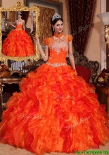 Latest Appliques and Beading Custom Make Quinceanera Dresses in Orange