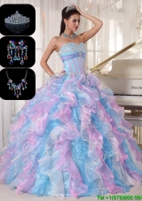 2016 Cheap Ruffles and Appliques Quinceanera Gowns in Multi Color