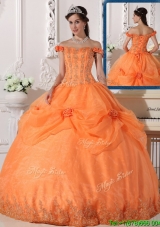 Best Off The Shoulder In Stock Quinceanera Dresses with Appliques and Hand Made Flowers