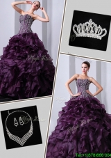 2016 New Style Brush Train Sweet 16 Dresses with Beading and Ruffles