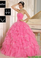 New Style Gorgeous Rose Pink Quinceanera Dresses with Ruffles and Beading