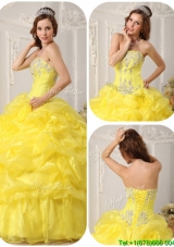 Luxurious Beading and Ruffles Quinceanera Dresses in Yellow