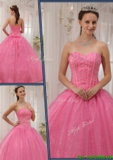 Exclusive Sweetheart Beading Pink Quinceanera Gowns for 2016