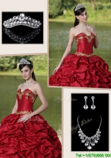 2016 Popular Brush Train Quinceanera Gowns with Appliques and Pick Ups