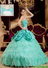 2016 Classical Pick Ups and Ruffles Quinceanera Dresses with Strapless