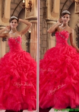 Luxurious Red Sweetheart Sweet Sixteen Dresses with Ruffles