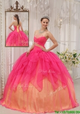 Classical Hot Pink Strapless Sweet Sixteen Dresses with Beading