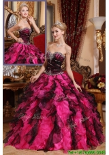 Classical Beading and Ruffles Sweet Sixteen Dresses in Black and Red
