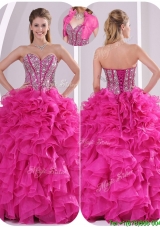 2016 Unique Popular Ruffles and Beading Quinceanera Gowns in Fuchsia
