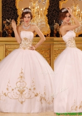 Beautiful White Strapless Quinceanera Dresses with Appliques