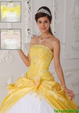 Unique Strapless Quinceanera Gowns with Appliques for 2016