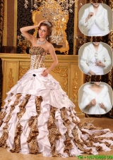 Fashionable White Vestidos de Quinceanera with Beading and Ruffles