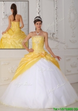 Romantic Ball Gown Appliques and Hand Made Flower Quinceanera Dresses