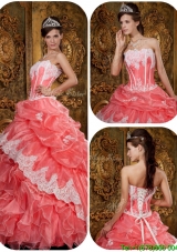 2016 Exclusive Waltermelon Quinceanera Gowns with Appliques and Ruffles