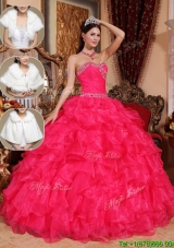 New Style Beading Sweetheart Wholesale Quinceanera Dresses in Coral Red