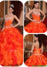 2016 Exclusive Appliques and Beading Orange Quinceanera Gowns