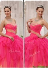 Luxurious Beading Strapless Wholesale Quinceanera Gowns in Hot Pink
