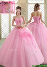 2016 Hot Sale Sweetheart Rose Pink Quinceanera Dresses with Beading