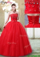 Inexpensive Strapless Vestidos de  Quinceanera Dresses with Hand Made Flowers