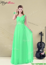Simple Empire One Shoulder Prom Dresses with Ruching and Belt for 2016