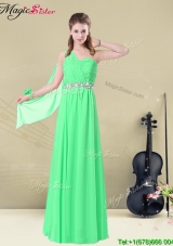 The Most Popular One Shoulder Floor Length Bridesmaid Dresses with Ruching and Belt