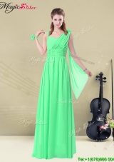 Elegant Straps Floor Length Bridesmaid Dresses with Ruching and Belt for Summer