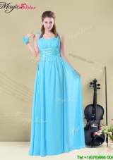 Wonderful Straps Empire Prom Dresses with Ruching and Belt