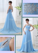 Sweet One Shoulder Brush Train Beading Pageant Dress with Lace Up