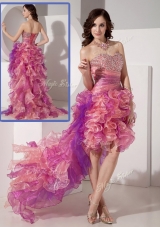 Luxurious High Low Beading Pageant Dresses in Multi Color