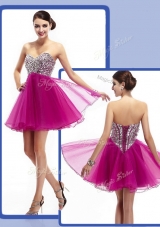 Perfect Sweetheart Fuchsia Short Pageant Dresses with Beading