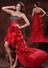 Gorgeous High Low Strapless Pageant Dress With Hand Made Flowers