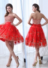 New Gorgeous Sweetheart Red Prom Dress with Beading and Appliques