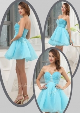 New Lovely Sweetheart Beading Short Prom Dress in Aqua Blue for Homecoming