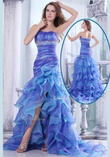Hot Sale Column Sweetheart High Low Beading and Ruffled Layers Pageant Dresses