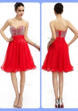Lovely Short Sweetheart Beading Party Dresses in Red