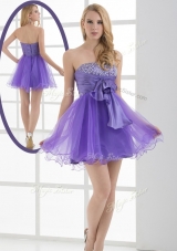 Beautiful Sweetheart Eggplant Purple Short Pageant Dresses with Beading
