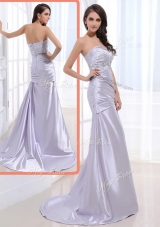 2016 Luxurious Column Sweetheart Sexy Prom Dresses with Beading and Ruching