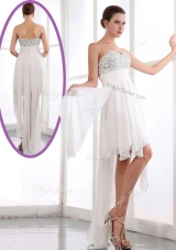 Most Popular Sweetheart High Low Beading Pageant Dress in White