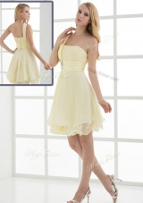 Pretty Short One Shoulder Beading and Belt Party Dresses for Summer