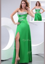 2016 Affordable Sweetheart Paillette and High Slit Green Sexy Prom Dress
