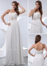 Discount Empire Strapless Beading Party Dresses in White