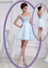 2016 Discount Short Sweetheart Beading Sexy Prom Dress in Light Blue