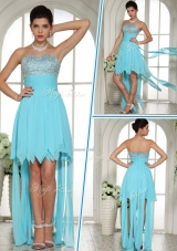 2016 Wonderful Sweetheart High Low Beading and Paillette Sexy Prom Dress in Aqua Blue