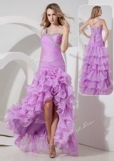 Perfect Column High Low Pageant Dress with Ruffled Layers