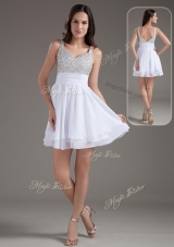 Perfect Short Straps Beading White Pageant Dresses for 2016